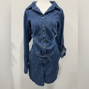 Judy Blue Dark Denim Button-Front Jumpsuit Romper